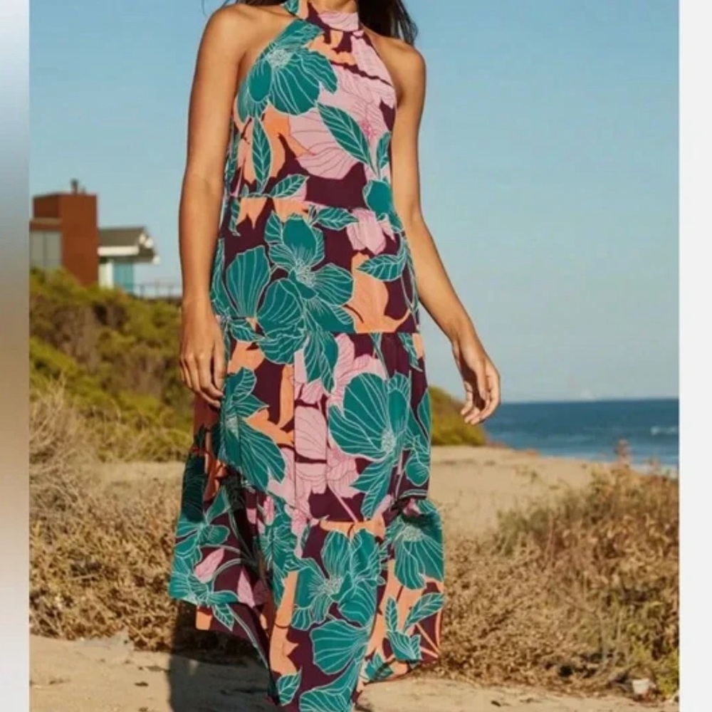 TRINA TURK Sunglasses Tiered Sleeveless Maxi Dress Size Small floral